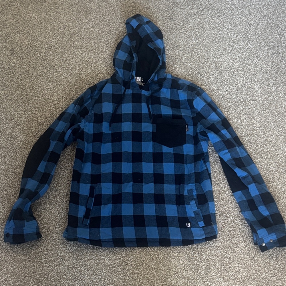 Blue and Black Flannel Hoodie
